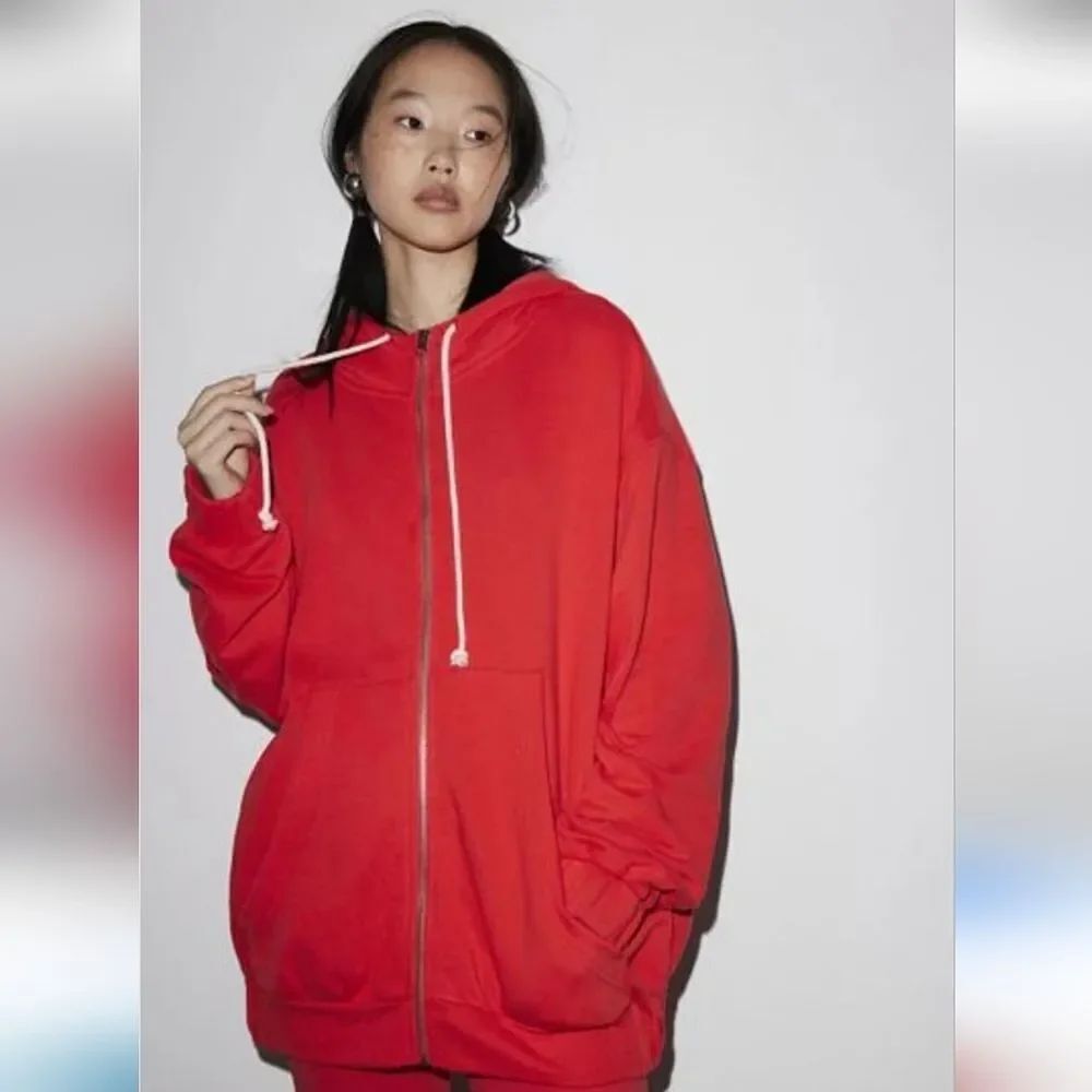 Out From Under Merrick Red Oversized zip up hoodie sweatshirt Small